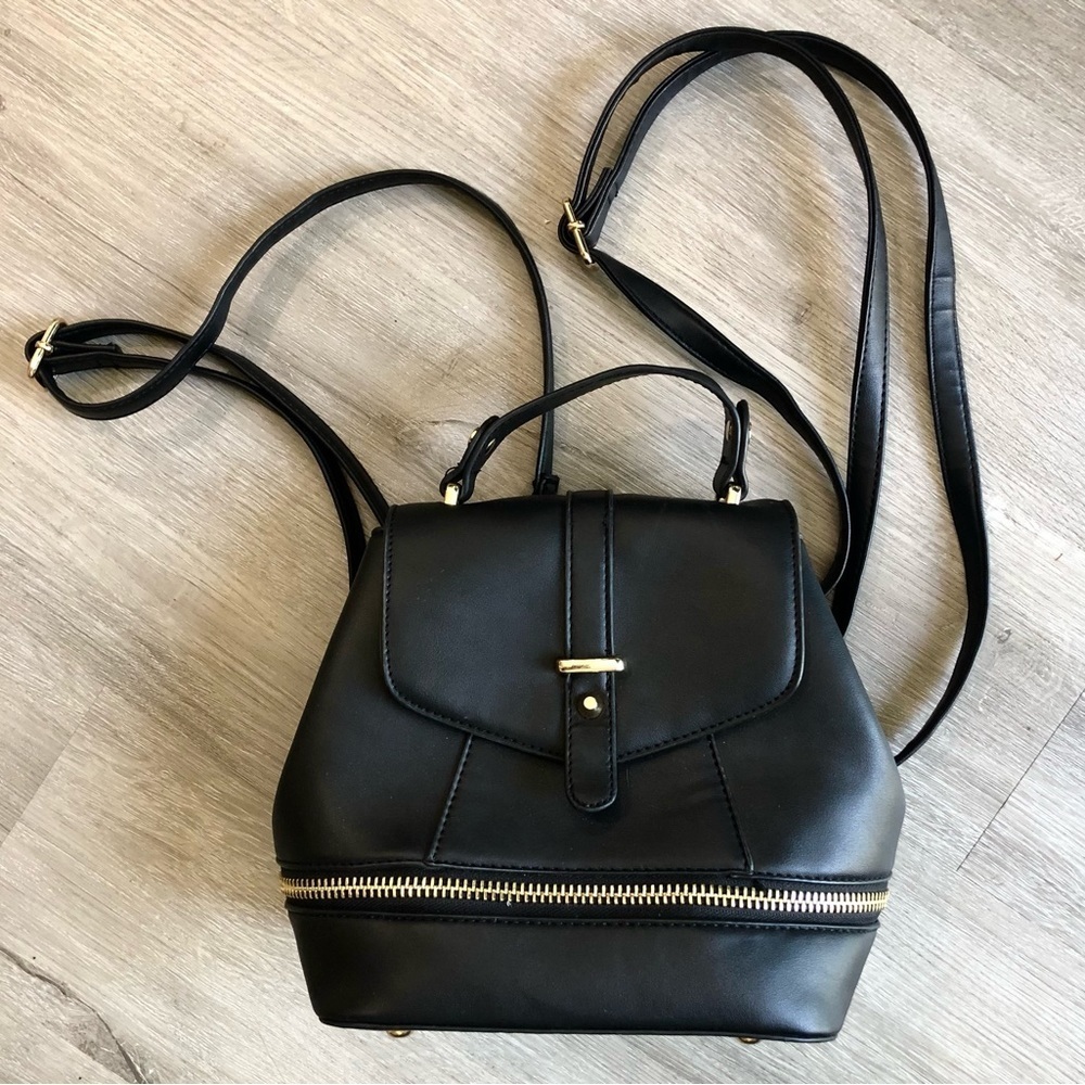 Simple Black And Gold Mini Backpack - image 1
